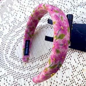 New Headband, Floral Pink with Green, Handmade
